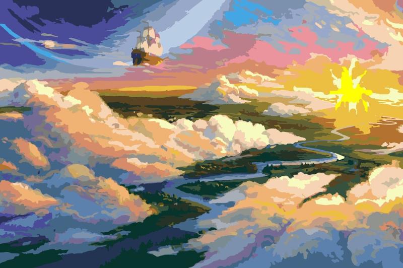 Рассвет акварелью