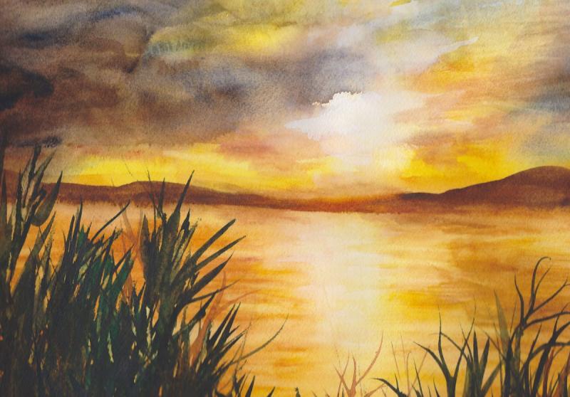 Пейзаж гуашью