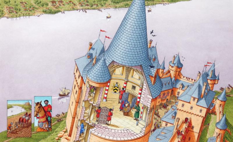 Крепость раскраска с рыцарями