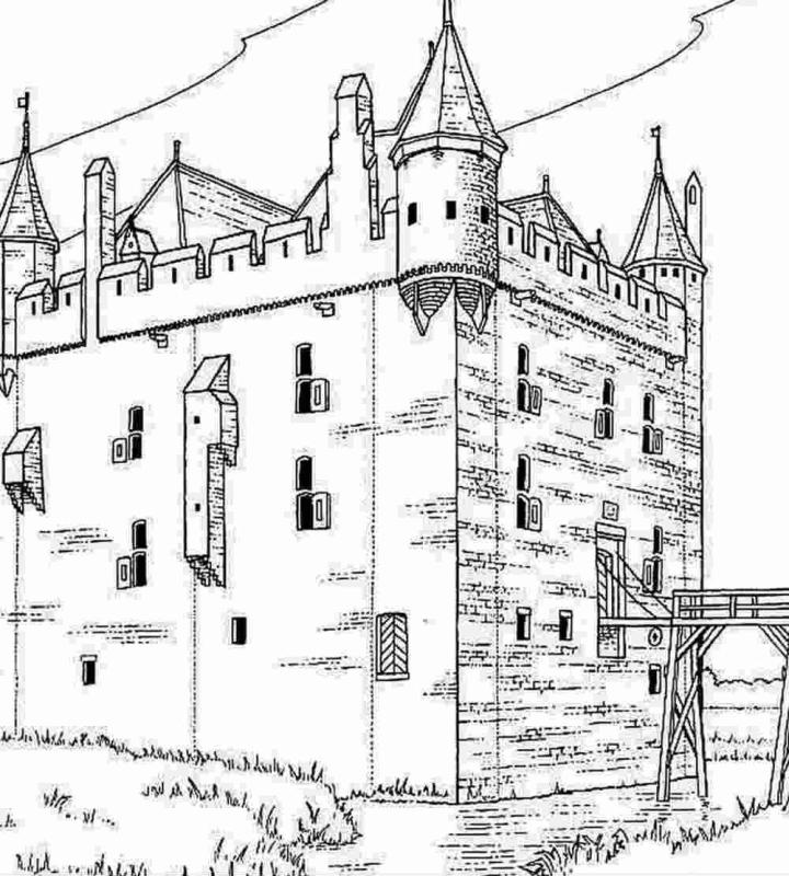 Раскраска замок с рыцарями