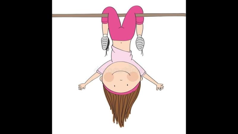 Девушка висит вниз головой
