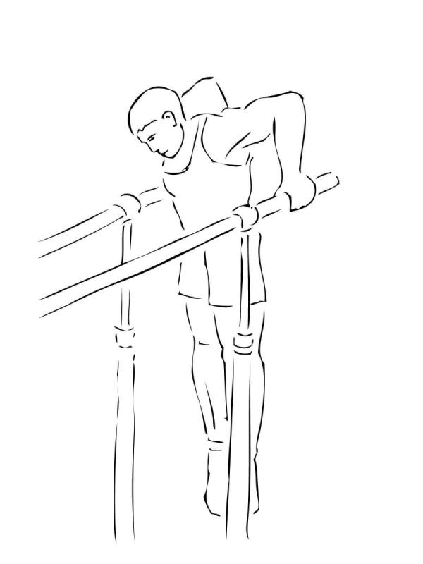 Раскраска гимнастка на брусьях