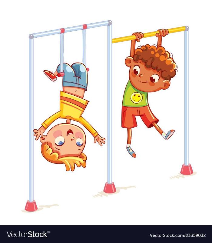 Ребенок висит на перекладине