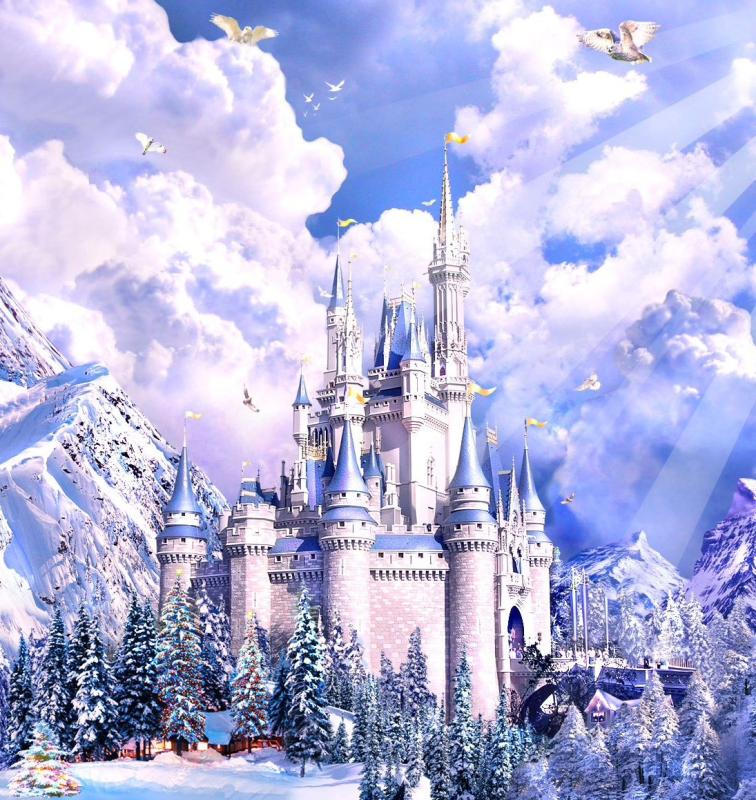 Раскраска дворец снежной королевы для детей