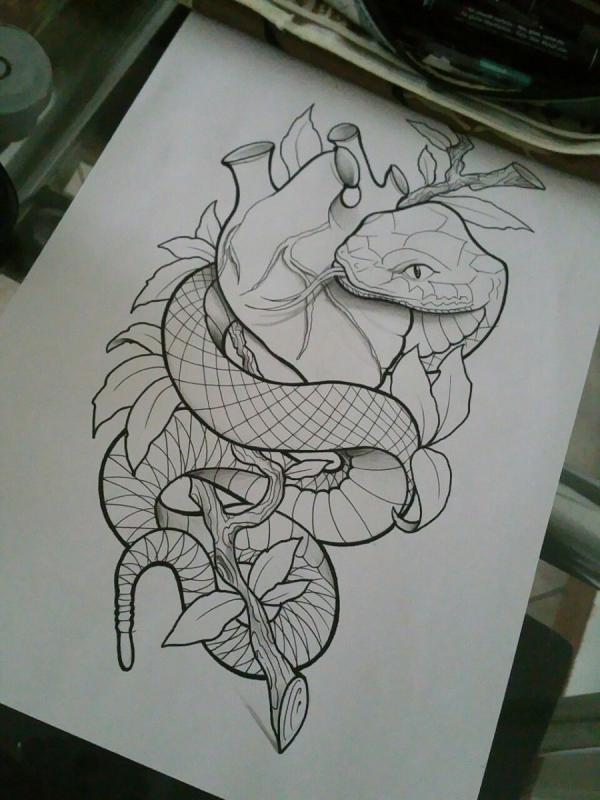 Рисунок змеи для срисовки