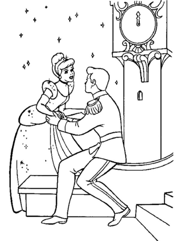 Золушка и принц раскраска