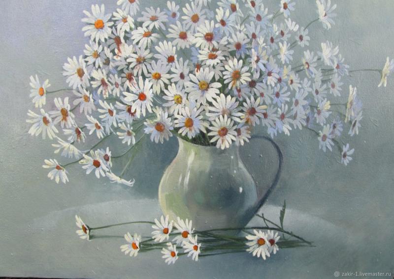 Одуванчики в вазе акварелью