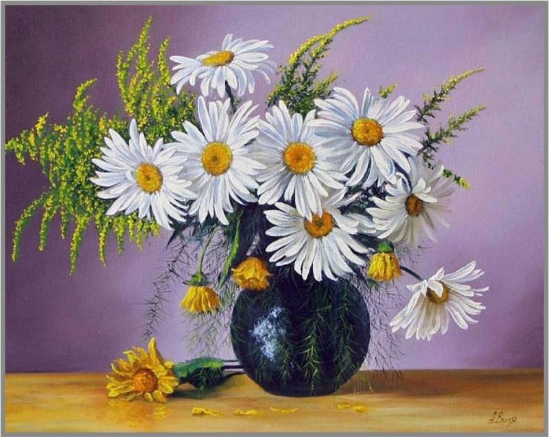 Цветы в вазе чб