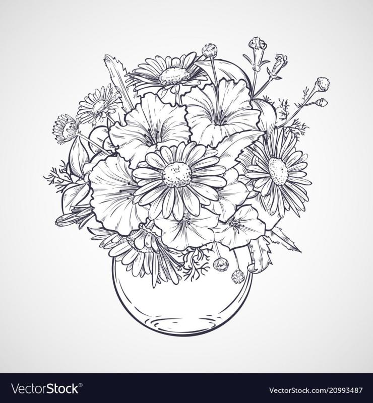 Картина с вазой желтых ромашек