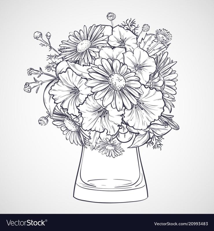 Рисунок красивый букетик в вазе Инстаграм