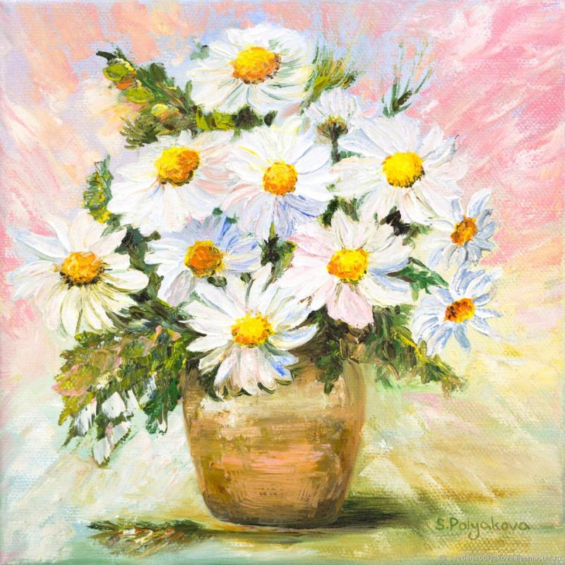 Алмазная мозаика ромашки 40х50 см