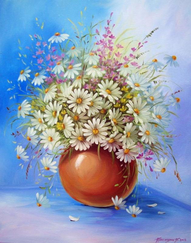 Зарисовка ромашки карандашом