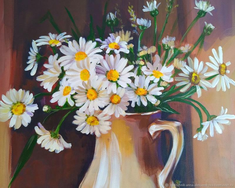 Картины масляные ромашки