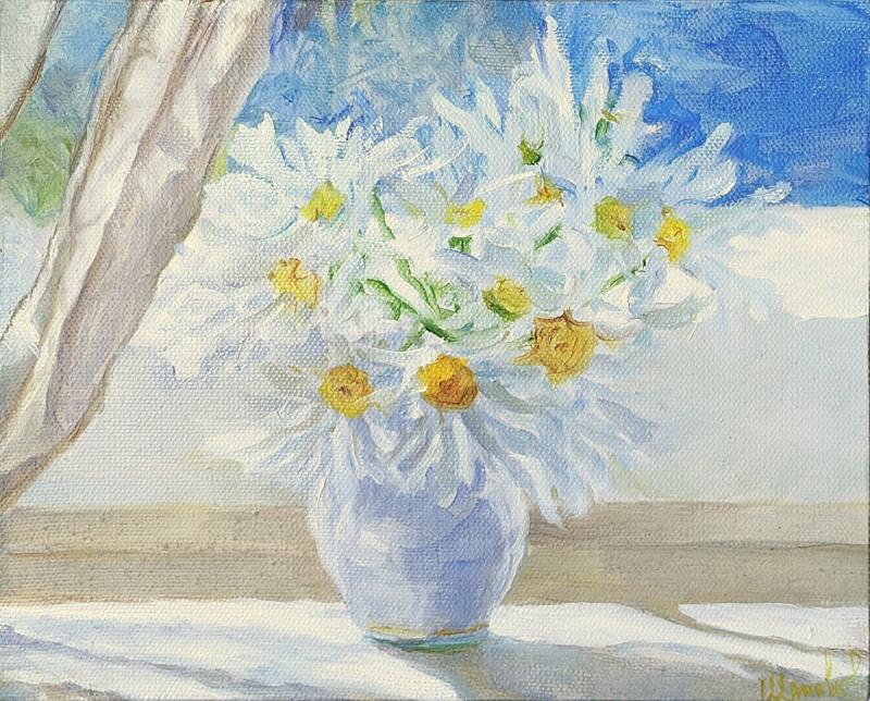 Ваза с цветами красками для детей