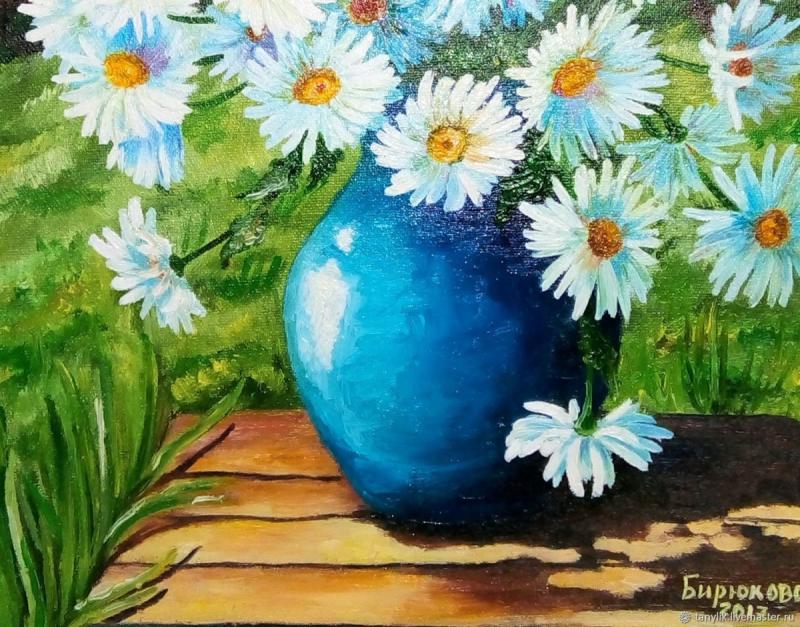 Ромашки в вазе рисунок72