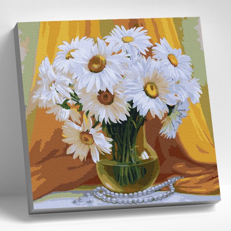 Картина ромашки в вазе