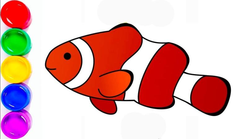Рыба клоун рисунок поэтапно