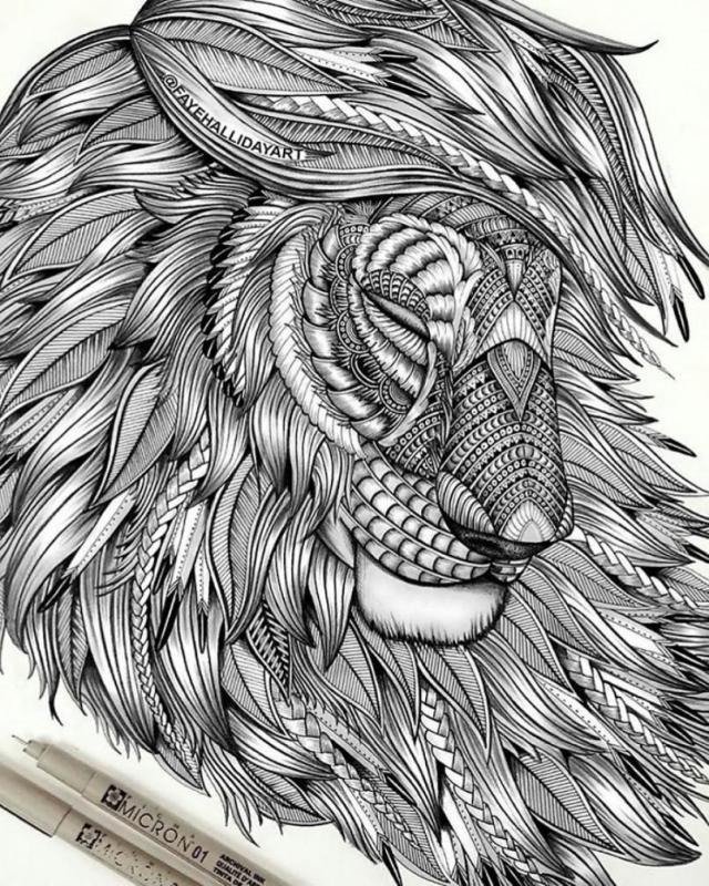 Зентангл Лев тату