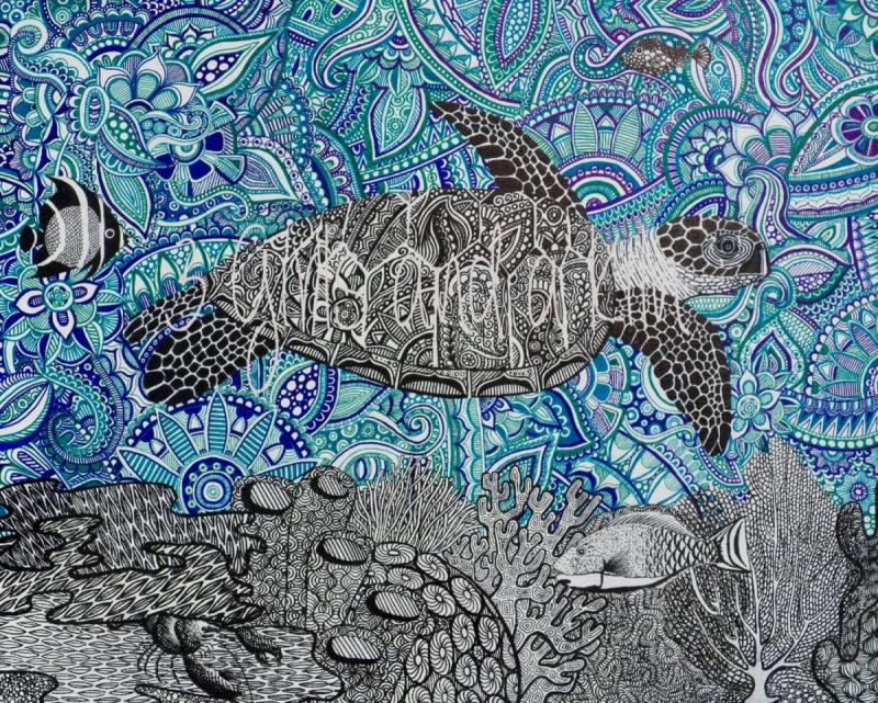 Морская черепаха Зентангл