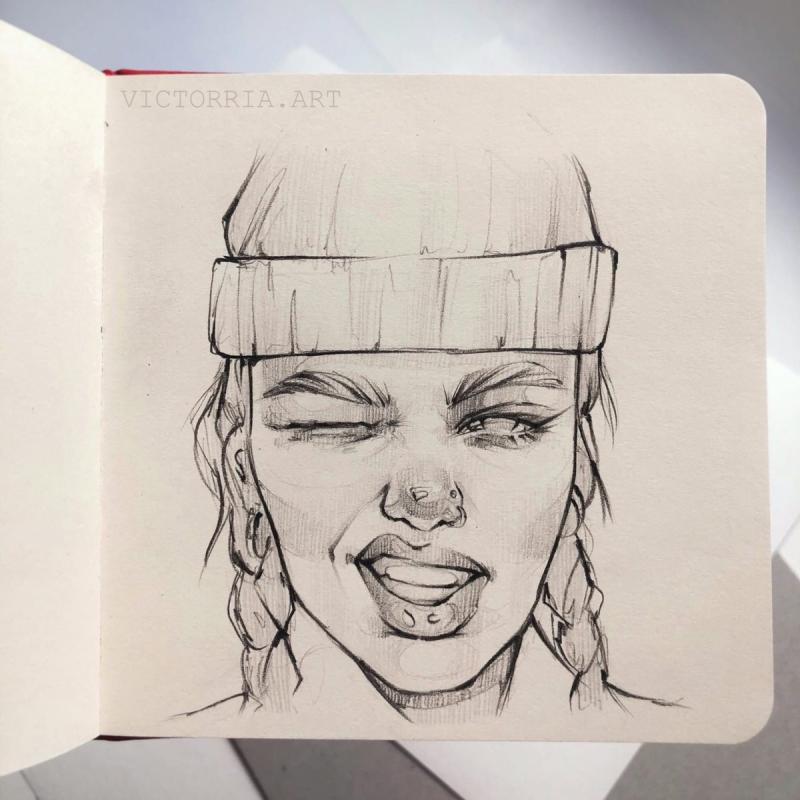 Скетчбук лица карандашом