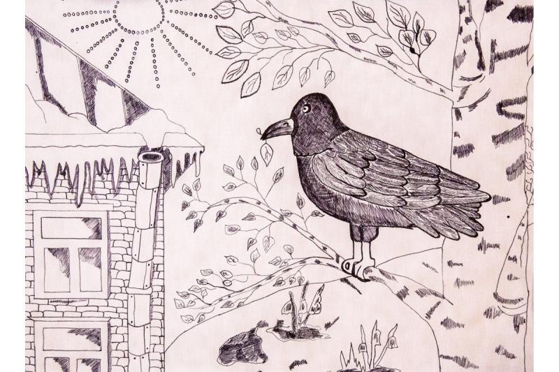 Грач раскраска для детей