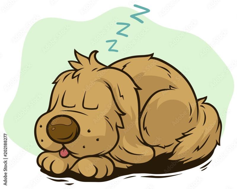 Нарисованный пес с телефоном в кровати