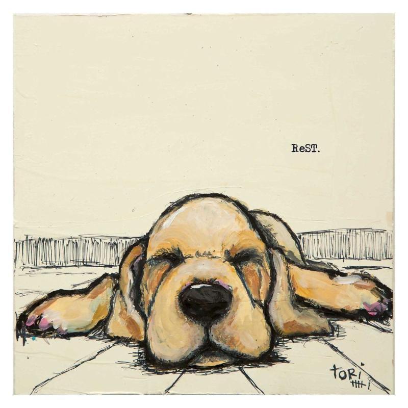 Собака лежит карандашом