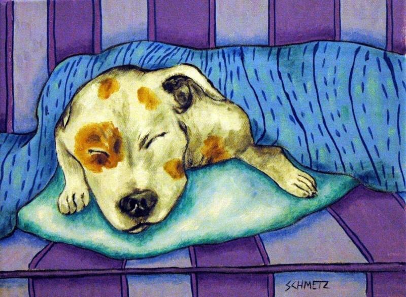 Нарисованная спящая собака