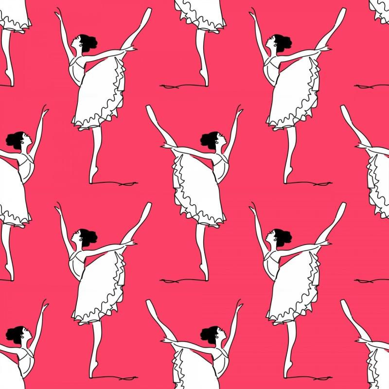 Балерина на розовом фоне