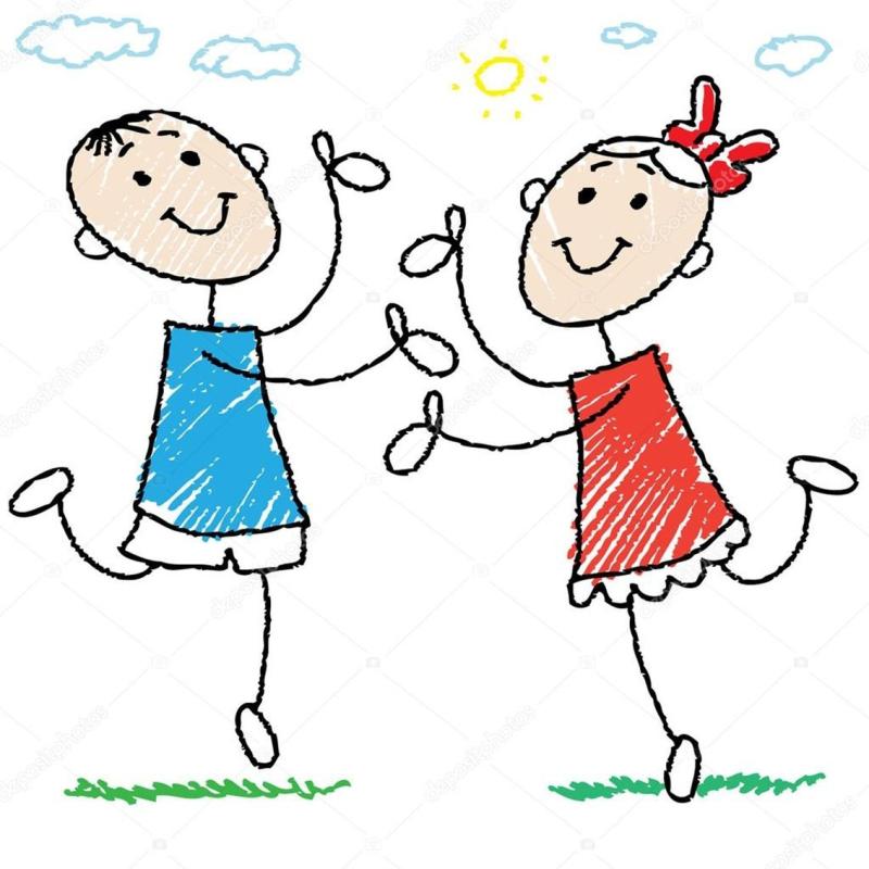 Рисование дети танцуют на празднике в детском саду