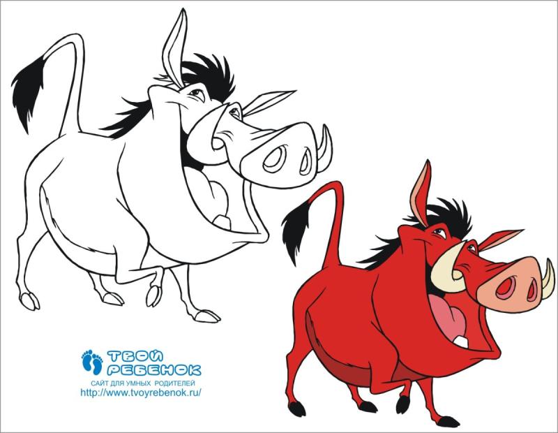 Раскраски мультфильмы Тимон и Пумба