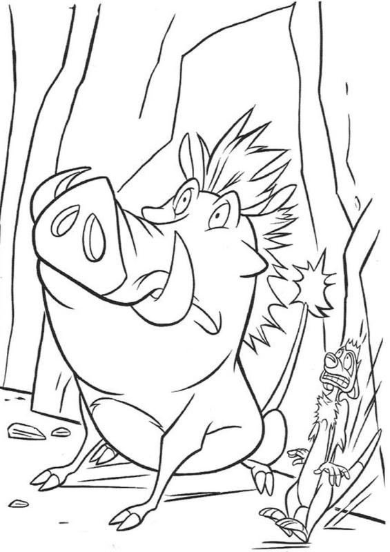 Раскраска Король Лев Тимон и Пумба