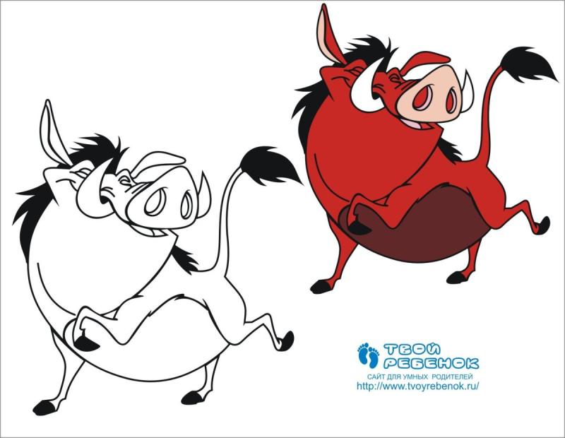 Раскраски Дисней Тимон и Пумба
