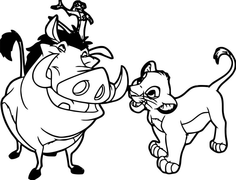 Раскраска Король Лев Тимон и Пумба