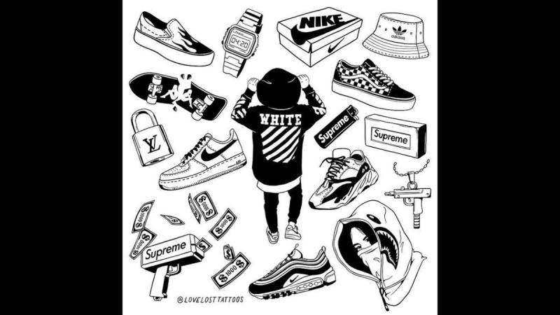 Эскизы тату кроссовки