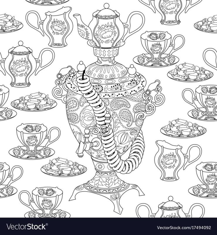 Силуэт самовара для раскрашивания