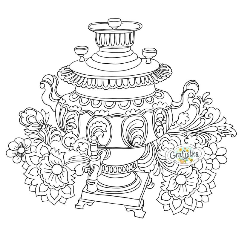 Самовар с кружками