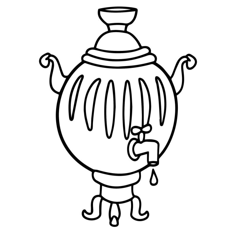 Самовар рисунок для детей легкий