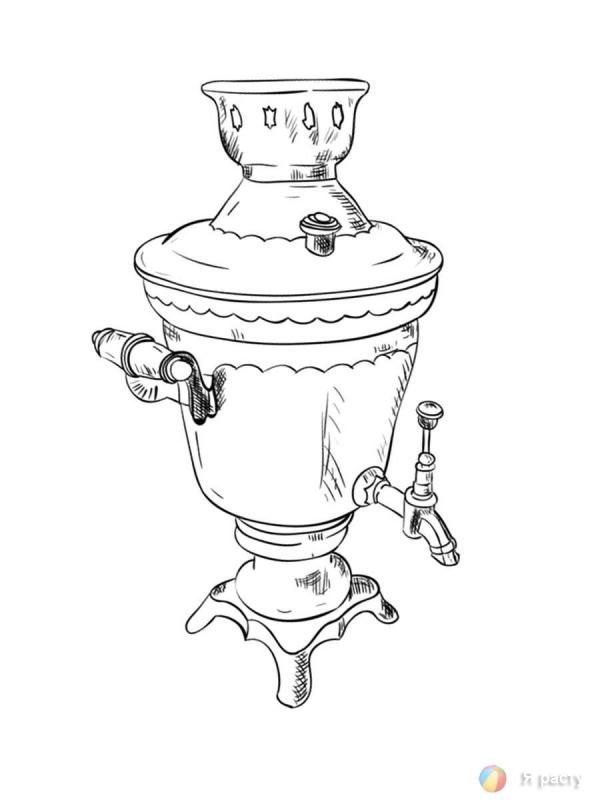 Самовар с баранками вектор