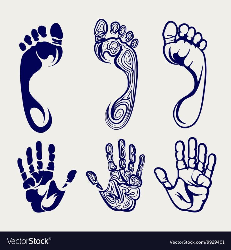 Силуэт отпечатков ног и рук