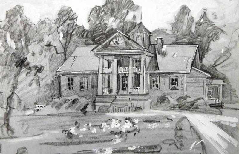 Архитектурный набросок коттеджа