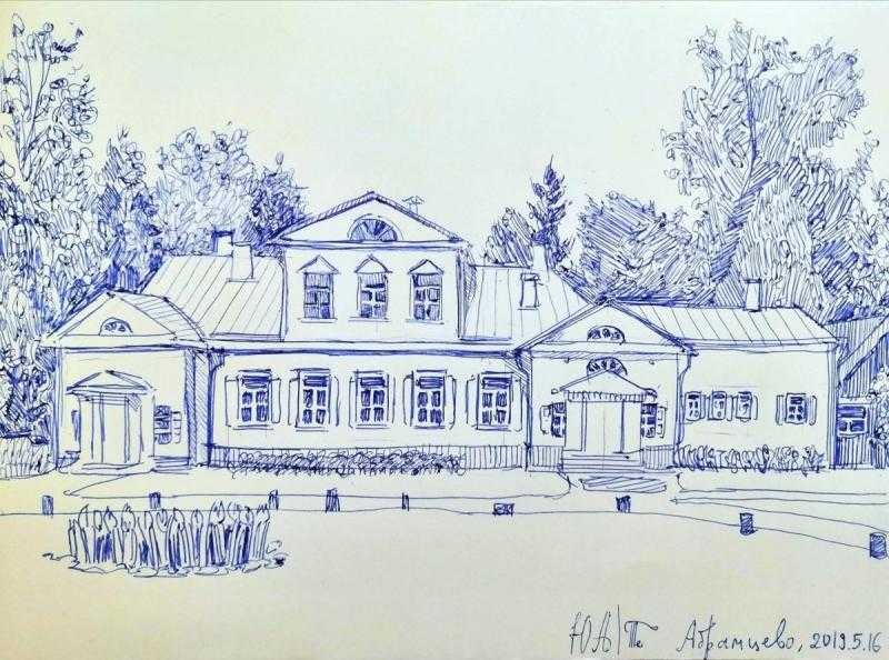 Усадьба рисунок карандашом74