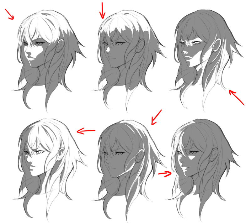 Светотень на волосах