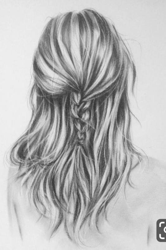 Волосы девушки карандашом