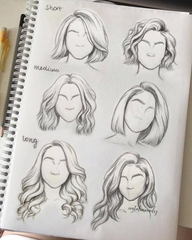 Причёски для рисования девушек в скетчбуке