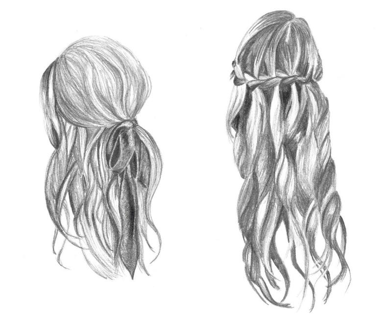 Распущенные волосы карандашом