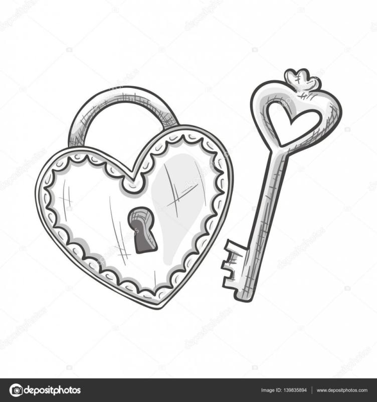 Замок с ключом нарисованный
