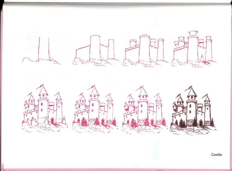 Поэтапное рисование замка