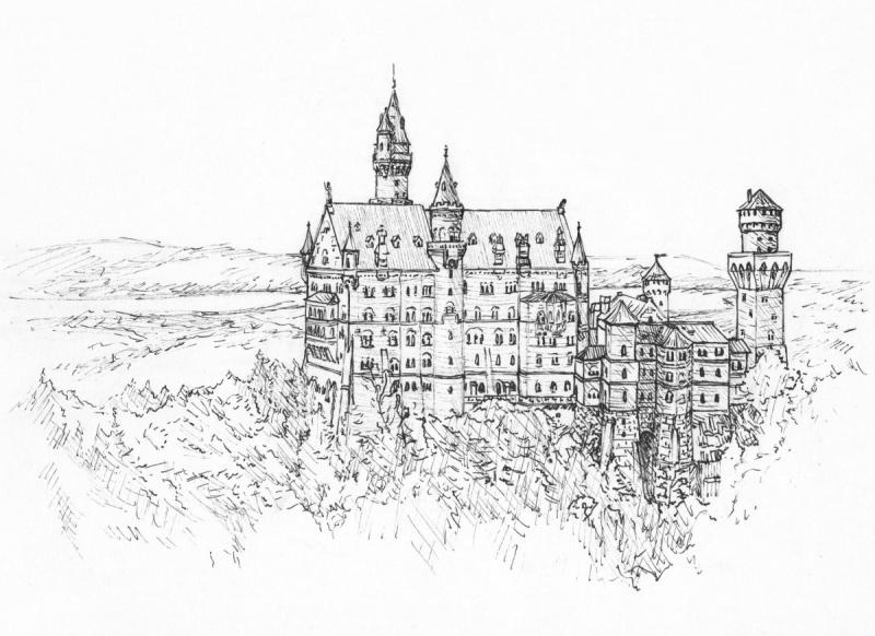 Замок Нойшванштайн скетч