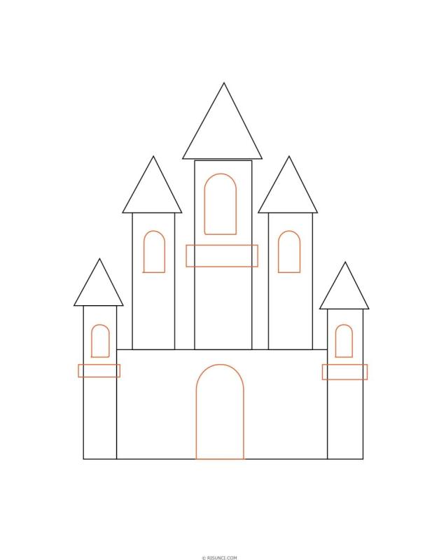 Поэтапное рисование замка